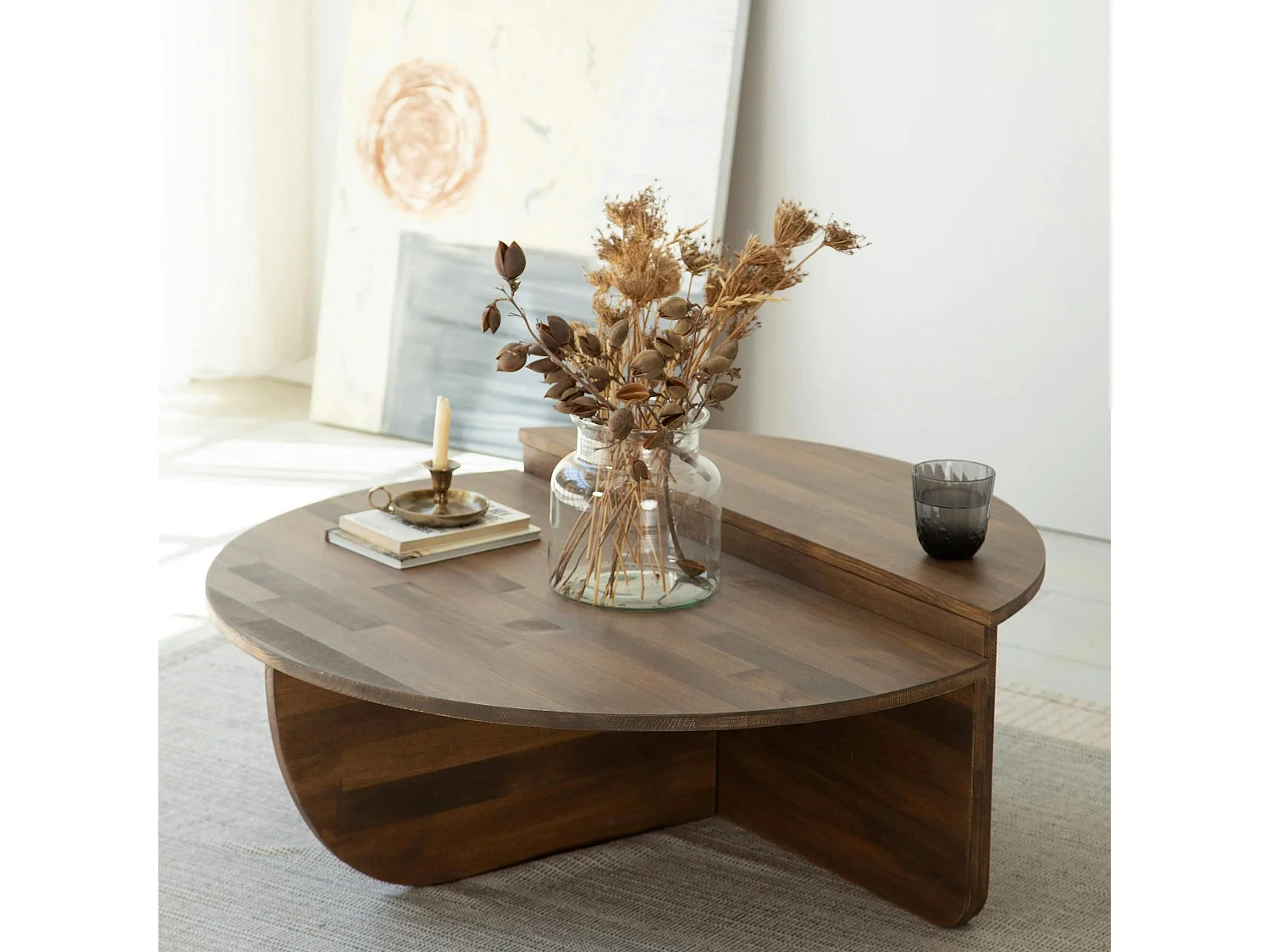 Table basse design en bois brun - 2 modules SITIA