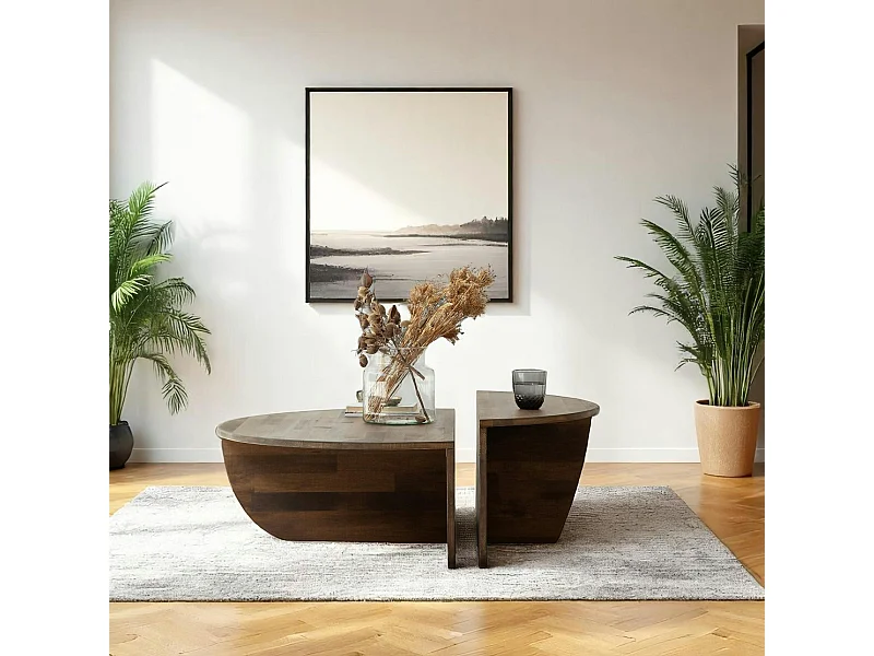 Table basse design en bois brun - 2 modules SITIA