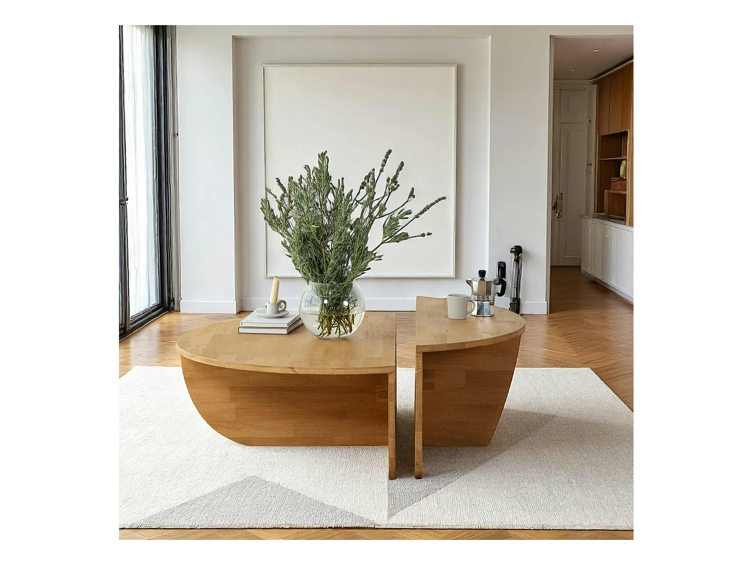 Table basse design en bois clair - 2 modules SITIA