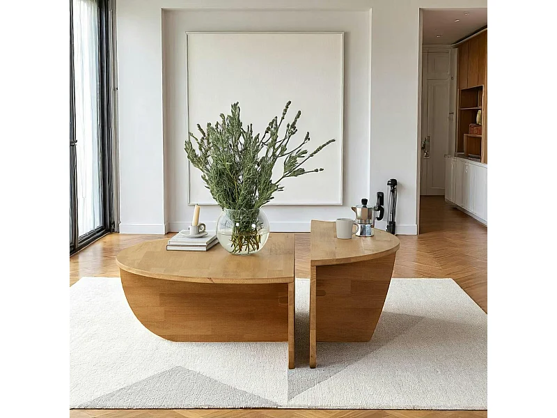 Table basse design en bois clair - 2 modules SITIA