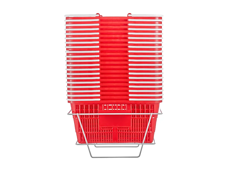 Cesta per Provisioni Portatile SucceBuy, 20 Pz, 21 L Rosse con Manico e Supporto
