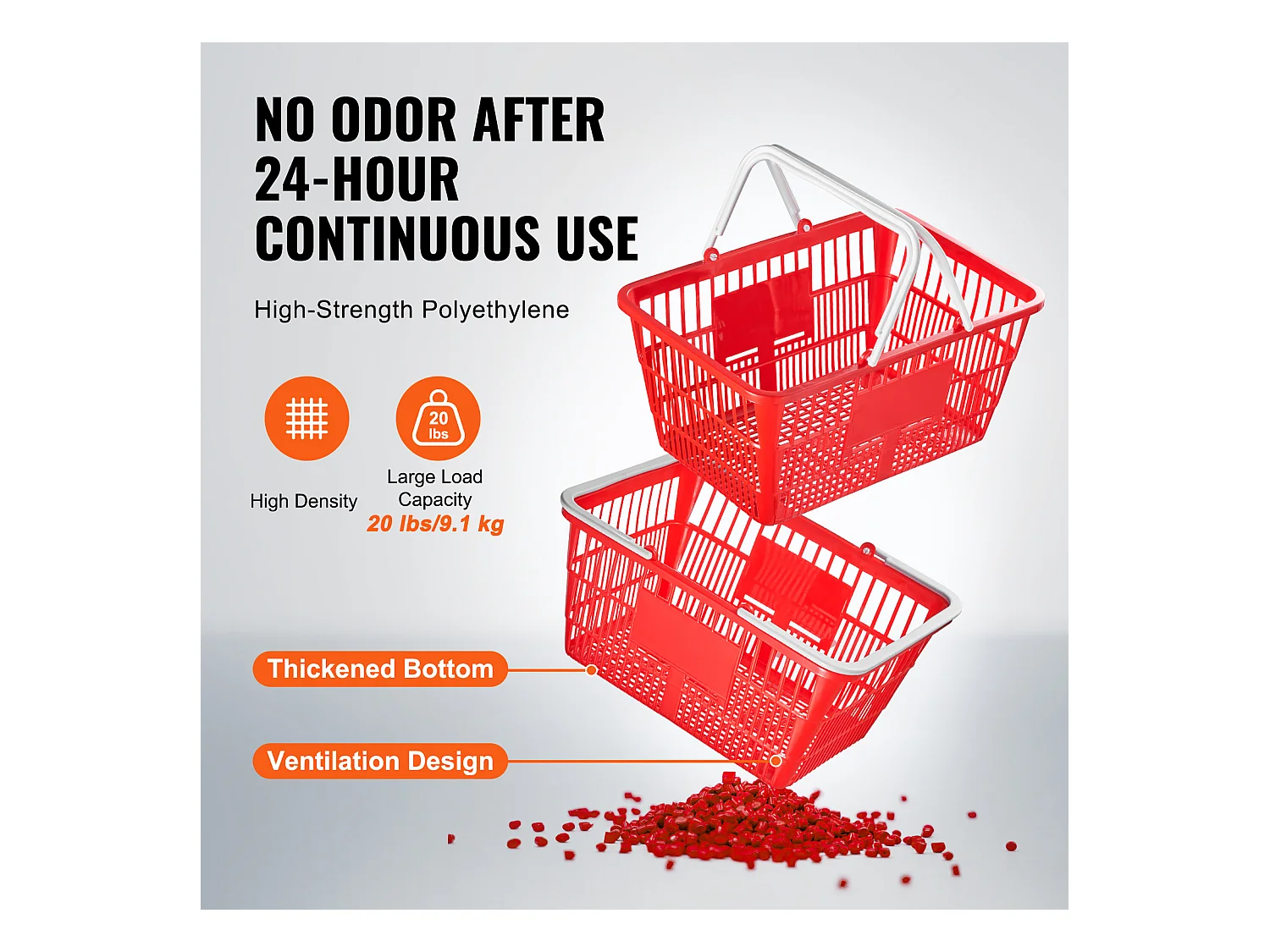 Panier à Provisions SucceBuy Portable, 20 Pièces, 21 L Rouge avec Poignée et Support