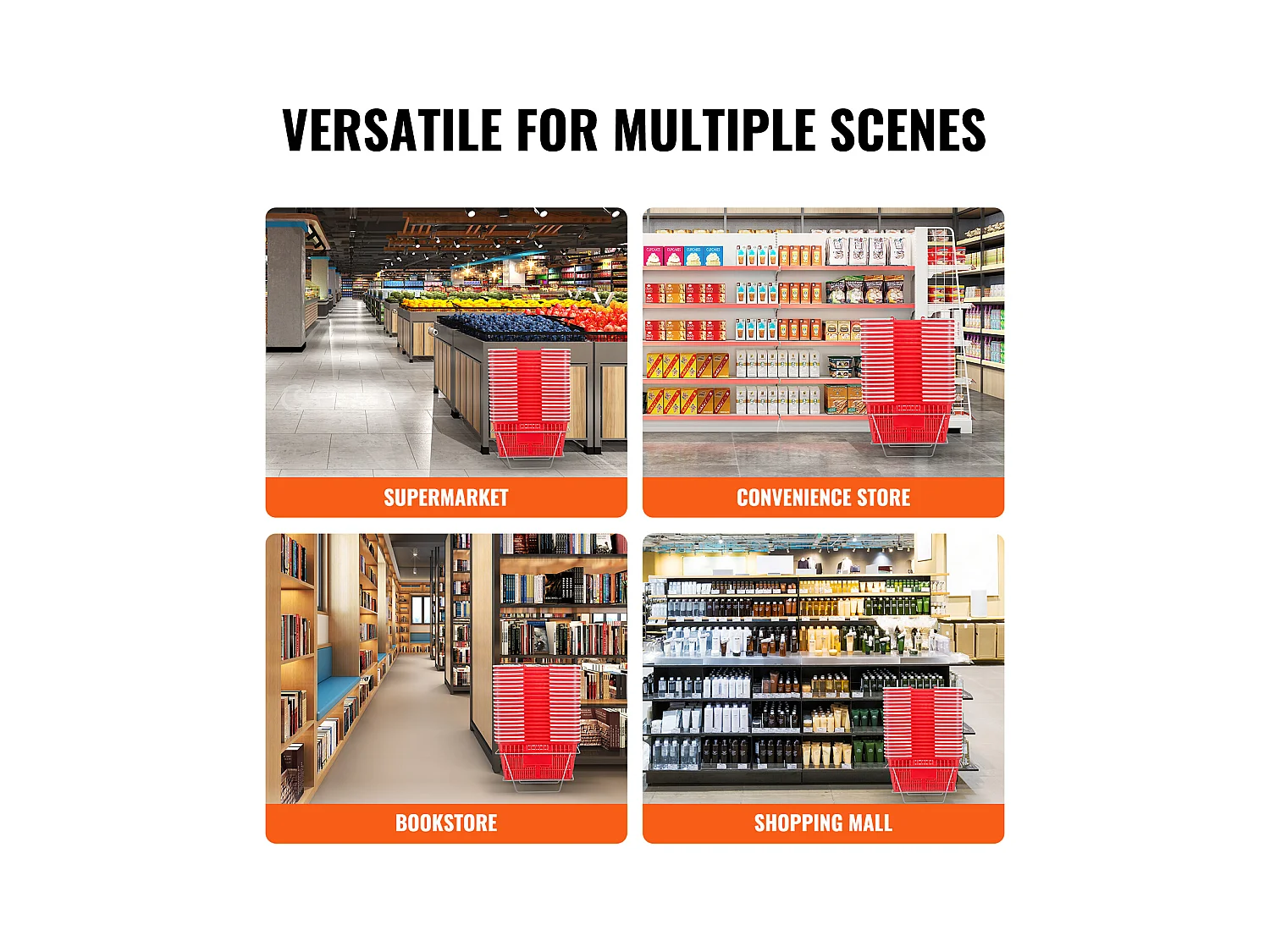 Panier à Provisions SucceBuy Portable, 20 Pièces, 21 L Rouge avec Poignée et Support