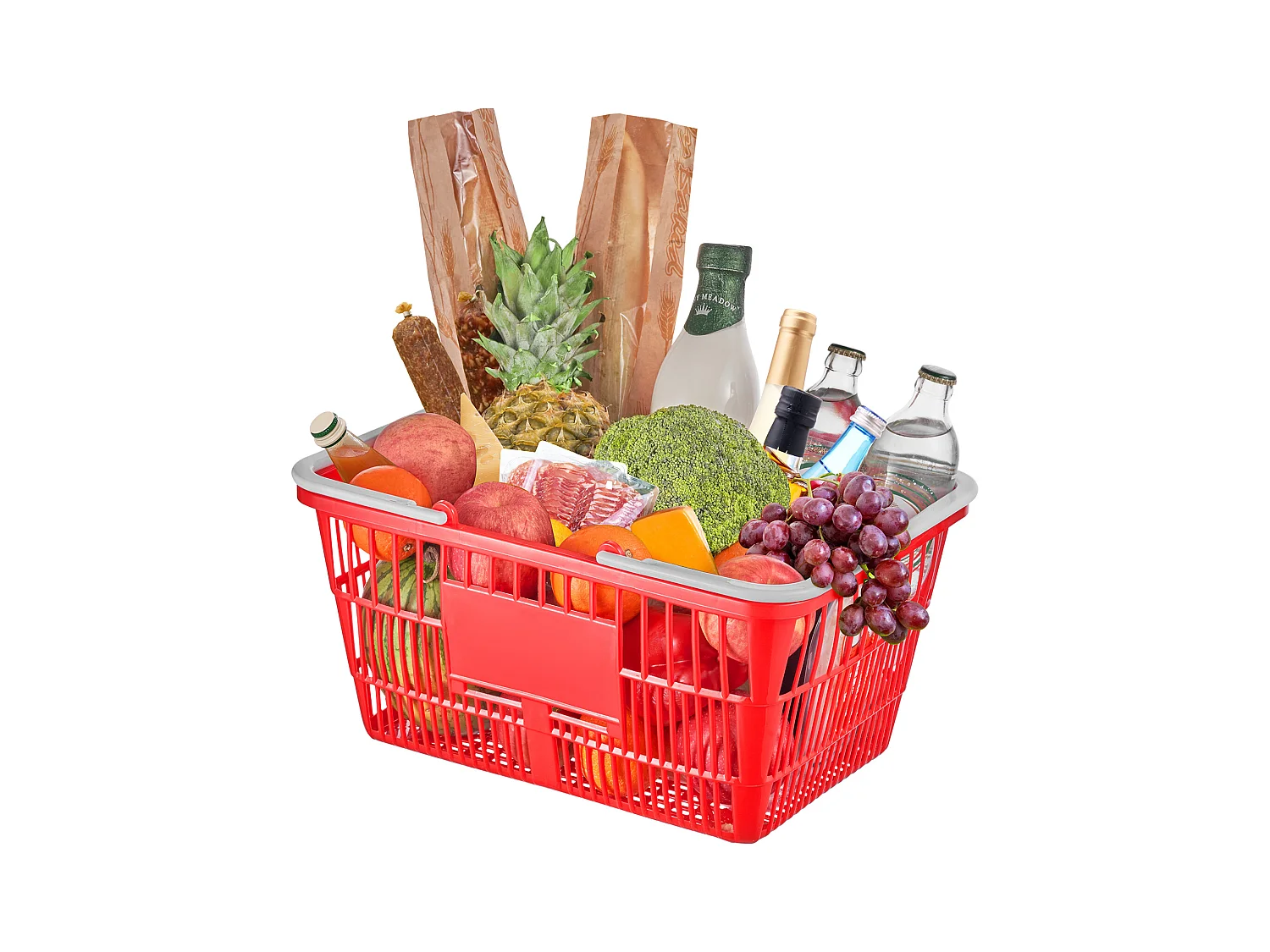 Panier à Provisions SucceBuy Portable, 20 Pièces, 21 L Rouge avec Poignée et Support