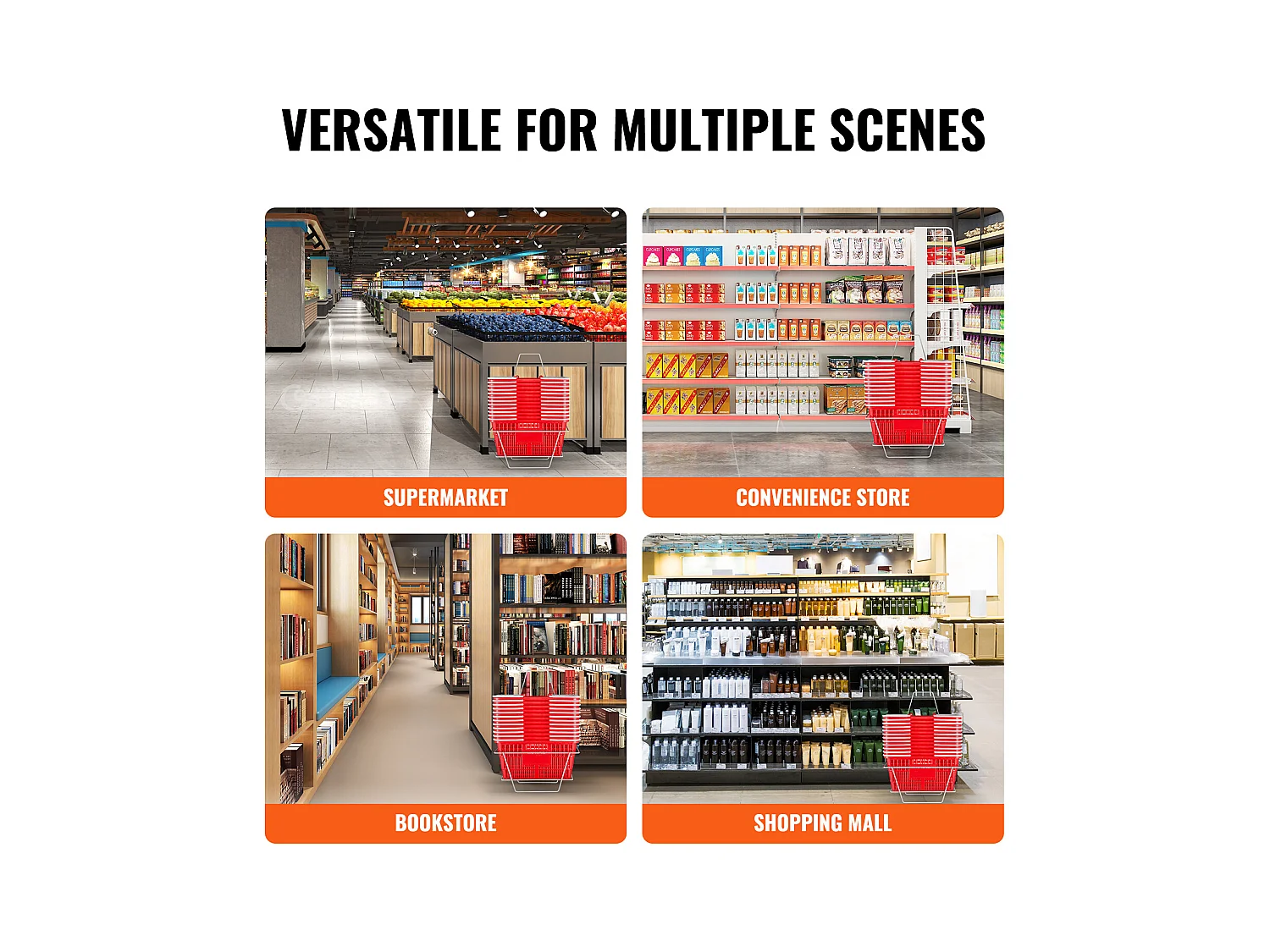 Paniers à Provisions SucceBuy, 12 Pièces, 21 L Rouge avec Poignée et Support