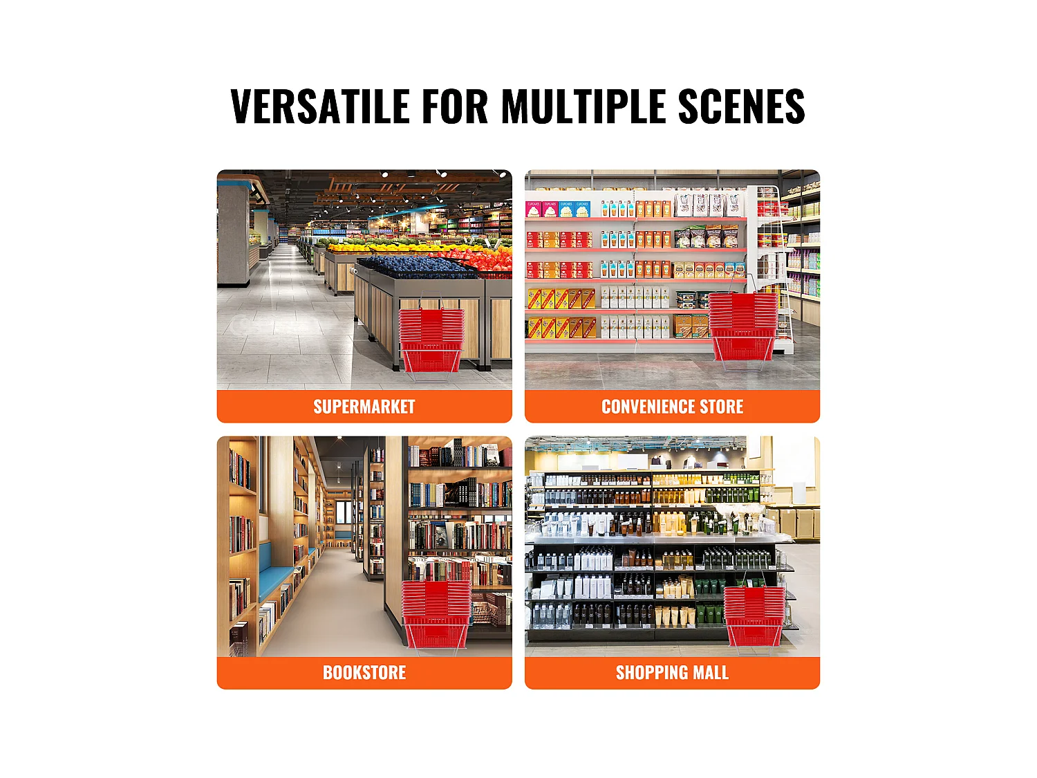 Voorraadkorbjes SucceBuy, 12 Stuk, 21 L Rood met Handgreep en Metaal Ondersteuning