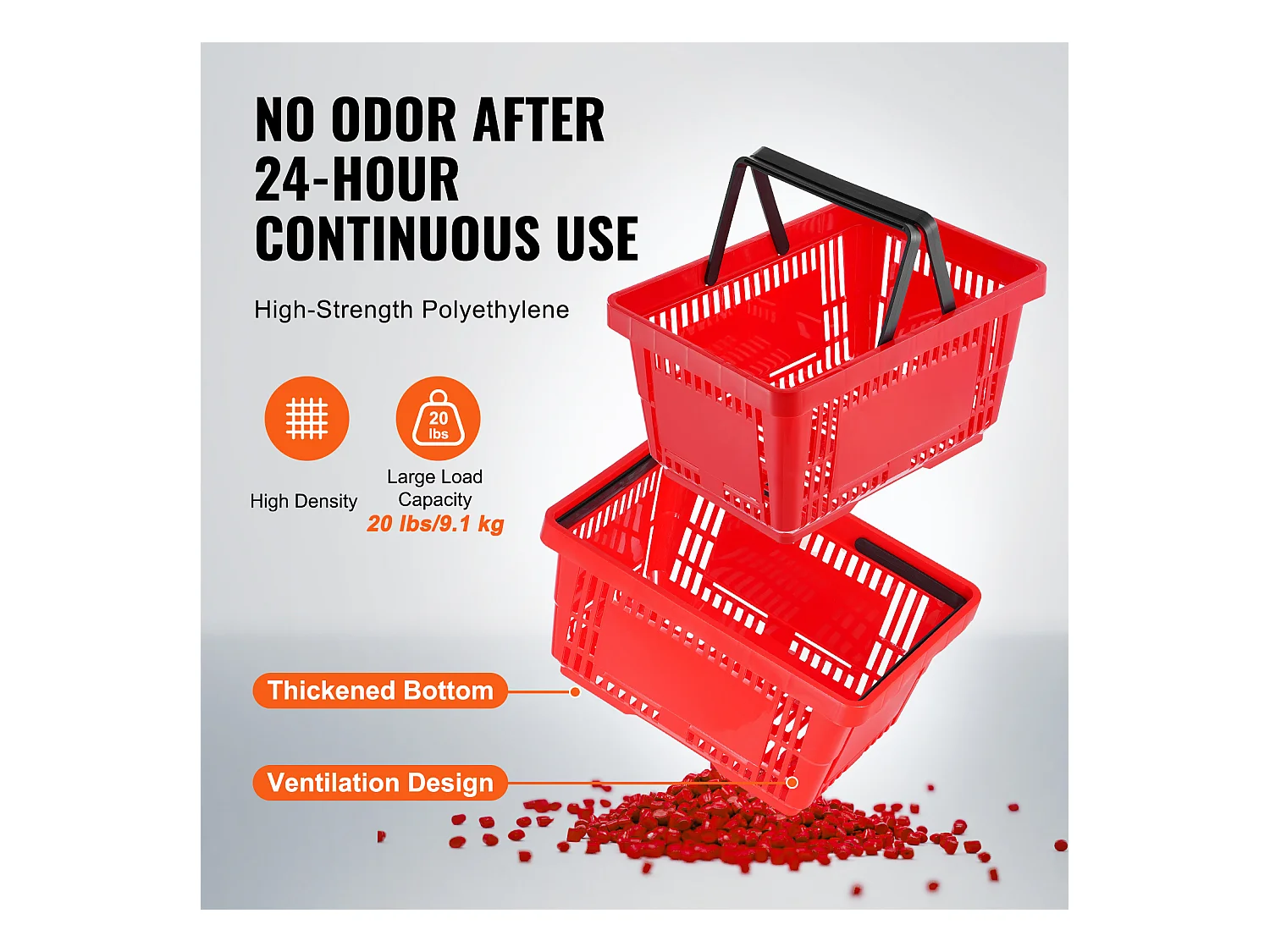 Paniers à Provisions SucceBuy, 12 Pièces, 24 L Rouges avec Support