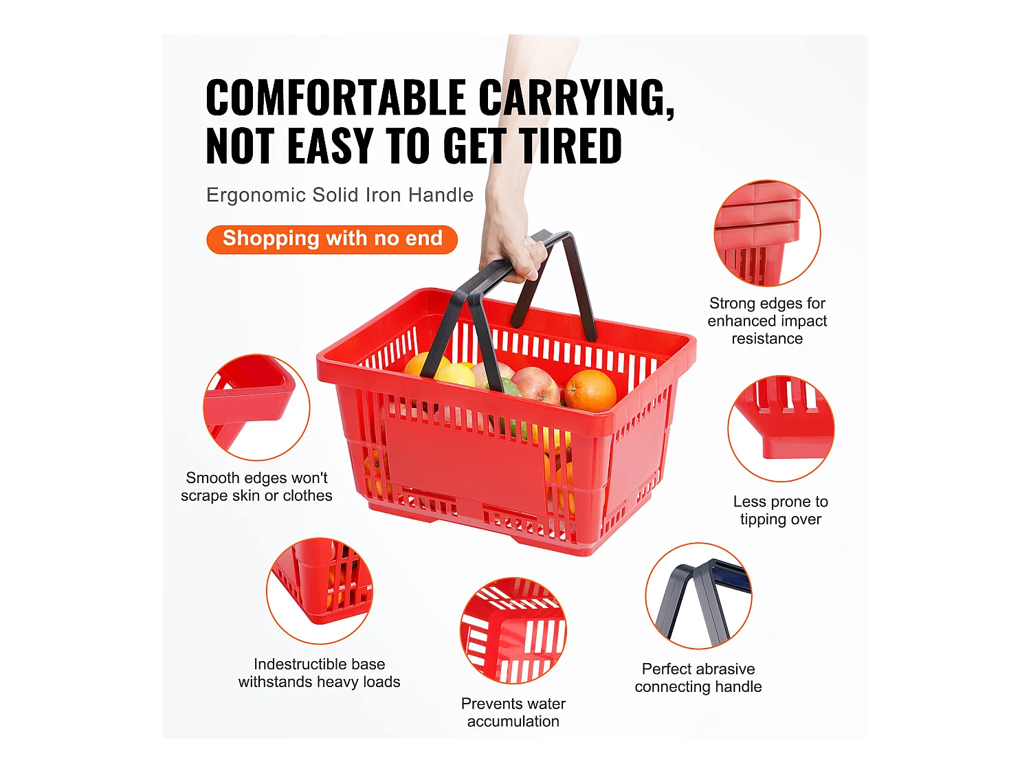 Paniers à Provisions SucceBuy, 12 Pièces, 24 L Rouges avec Support