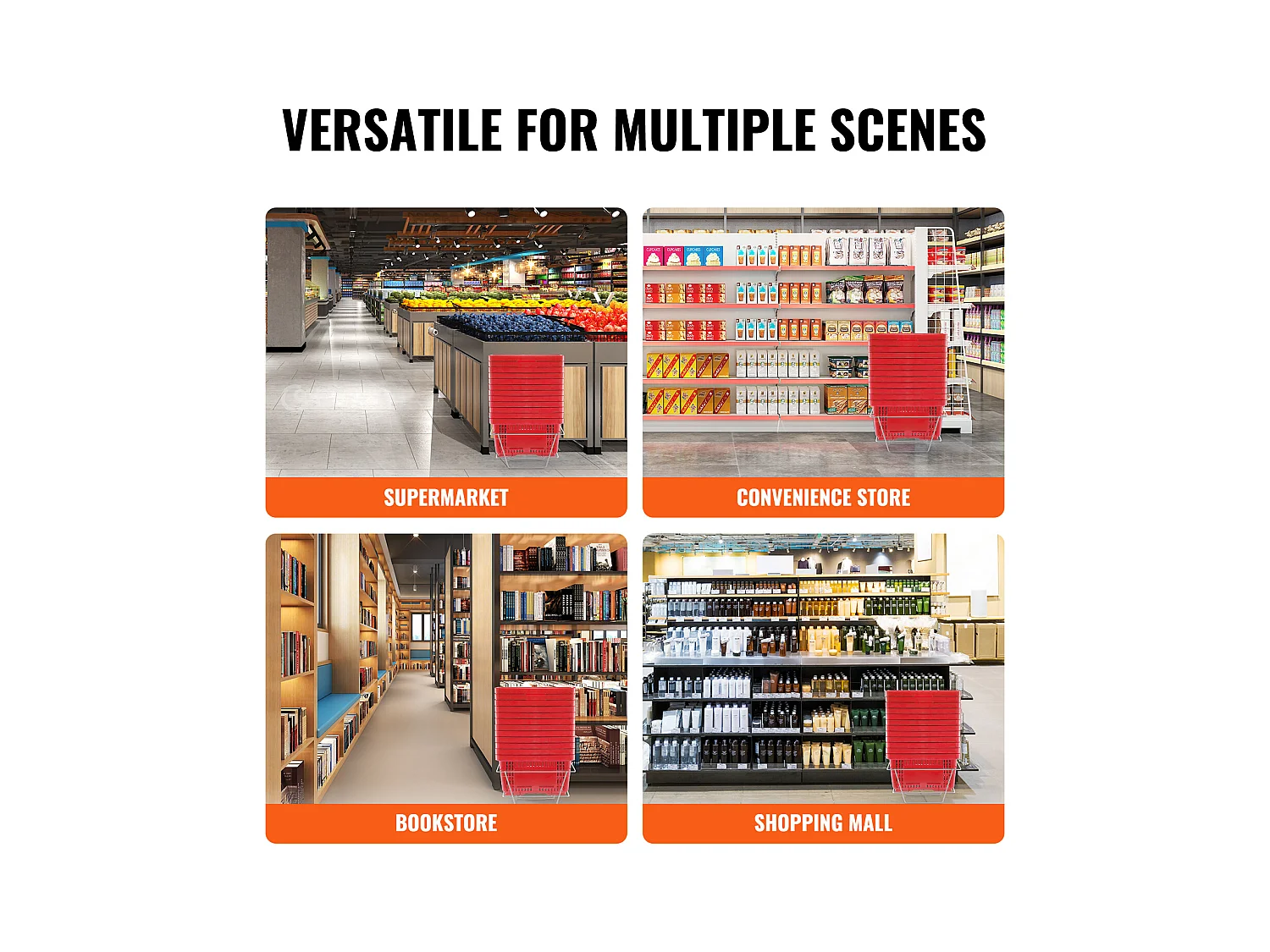 Paniers à Provisions SucceBuy, 12 Pièces, 24 L Rouges avec Support