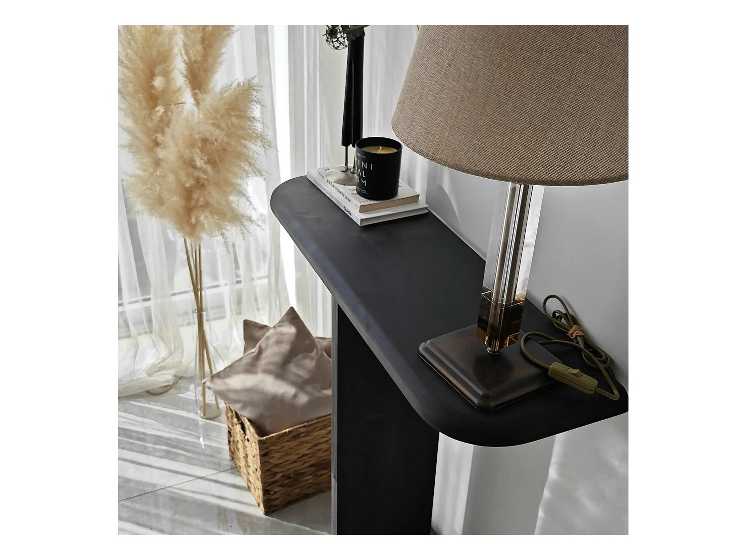 Console d'entrée design en bois grisé SITIA