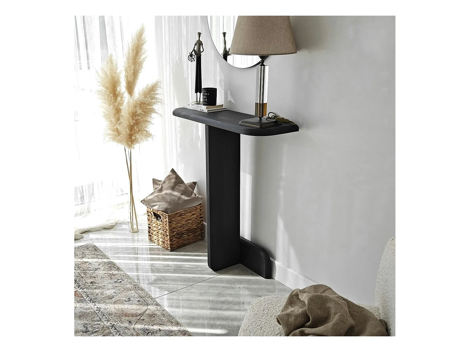 Console d'entrée design en bois grisé SITIA