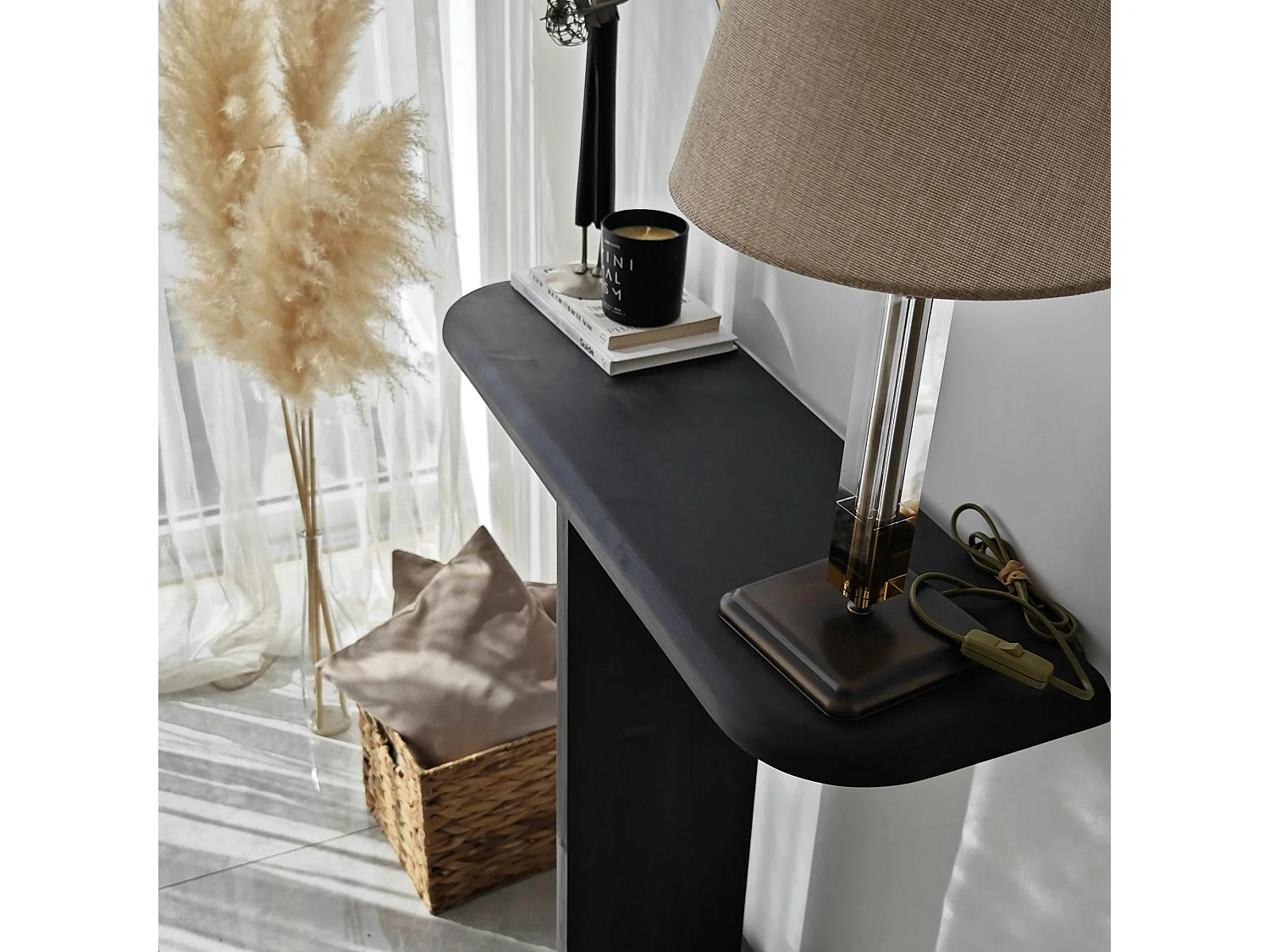 Console d'entrée design en bois grisé SITIA