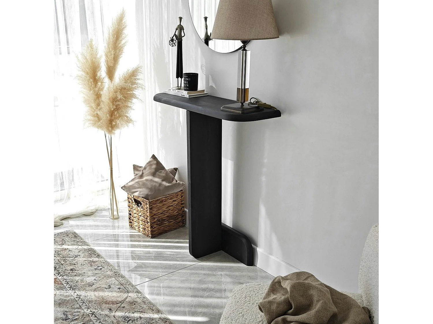 Console d'entrée design en bois grisé SITIA