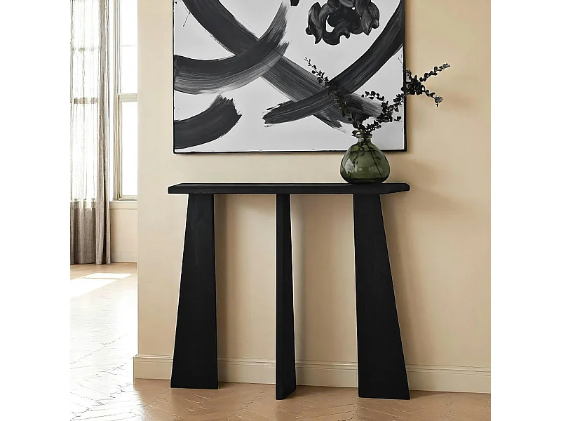 Console d'entrée en bois anthracite - 3 pieds SITIA