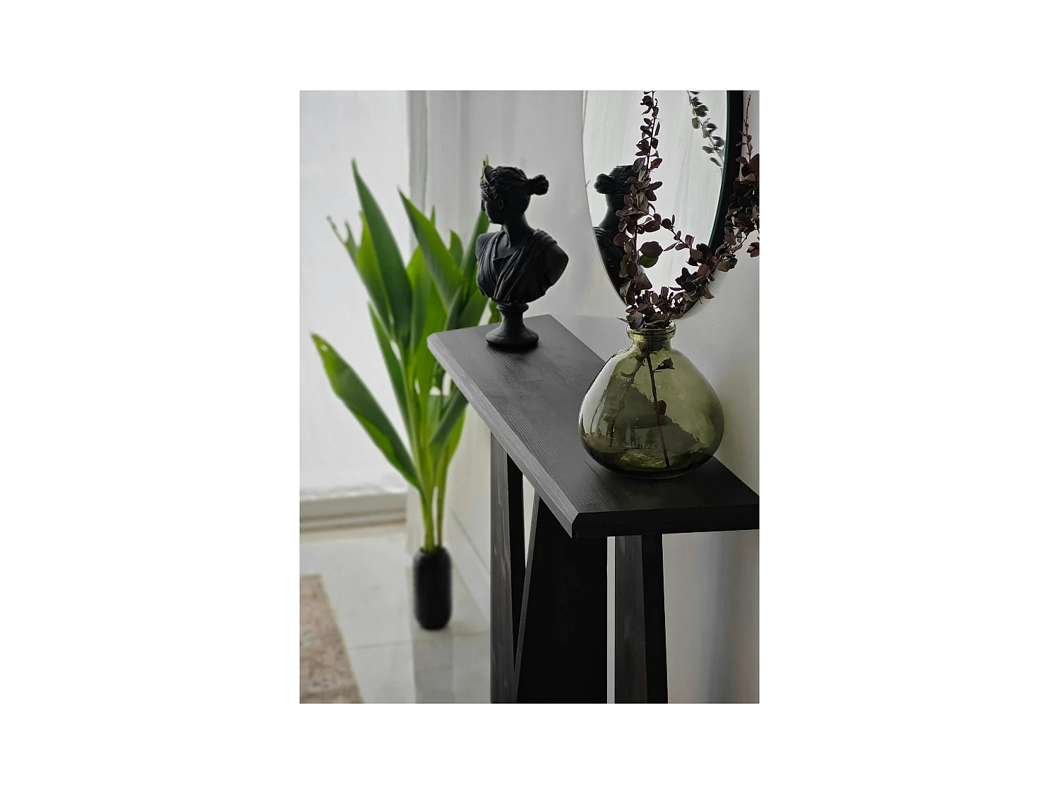 Console d'entrée en bois anthracite - 3 pieds SITIA