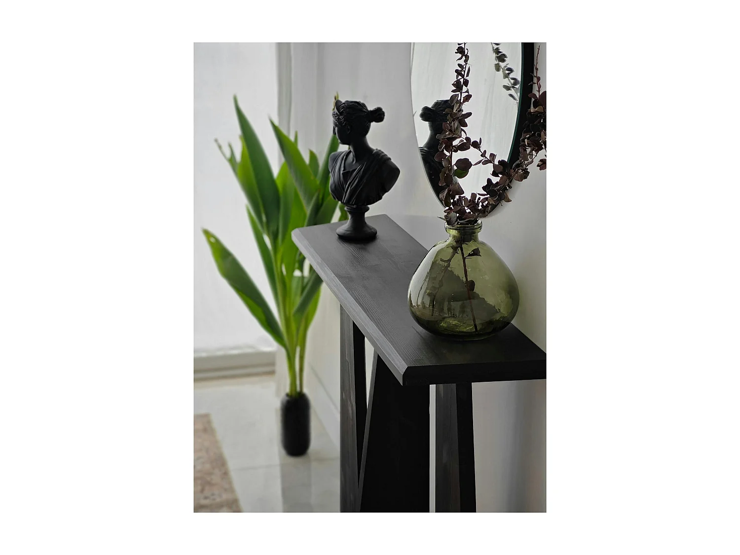 Console d'entrée en bois anthracite - 3 pieds SITIA