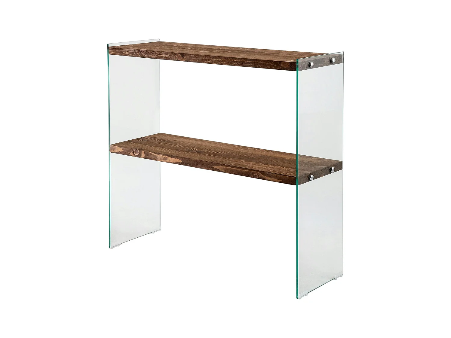Console d'entrée minimaliste bois brun et verre LHASA