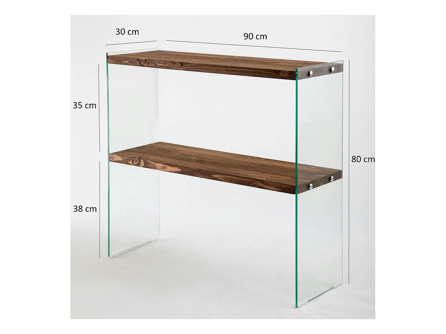 Console d'entrée minimaliste bois brun et verre LHASA