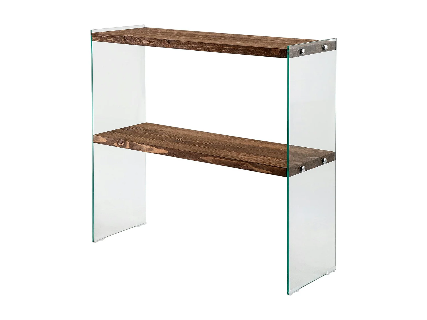 Console d'entrée minimaliste bois brun et verre LHASA