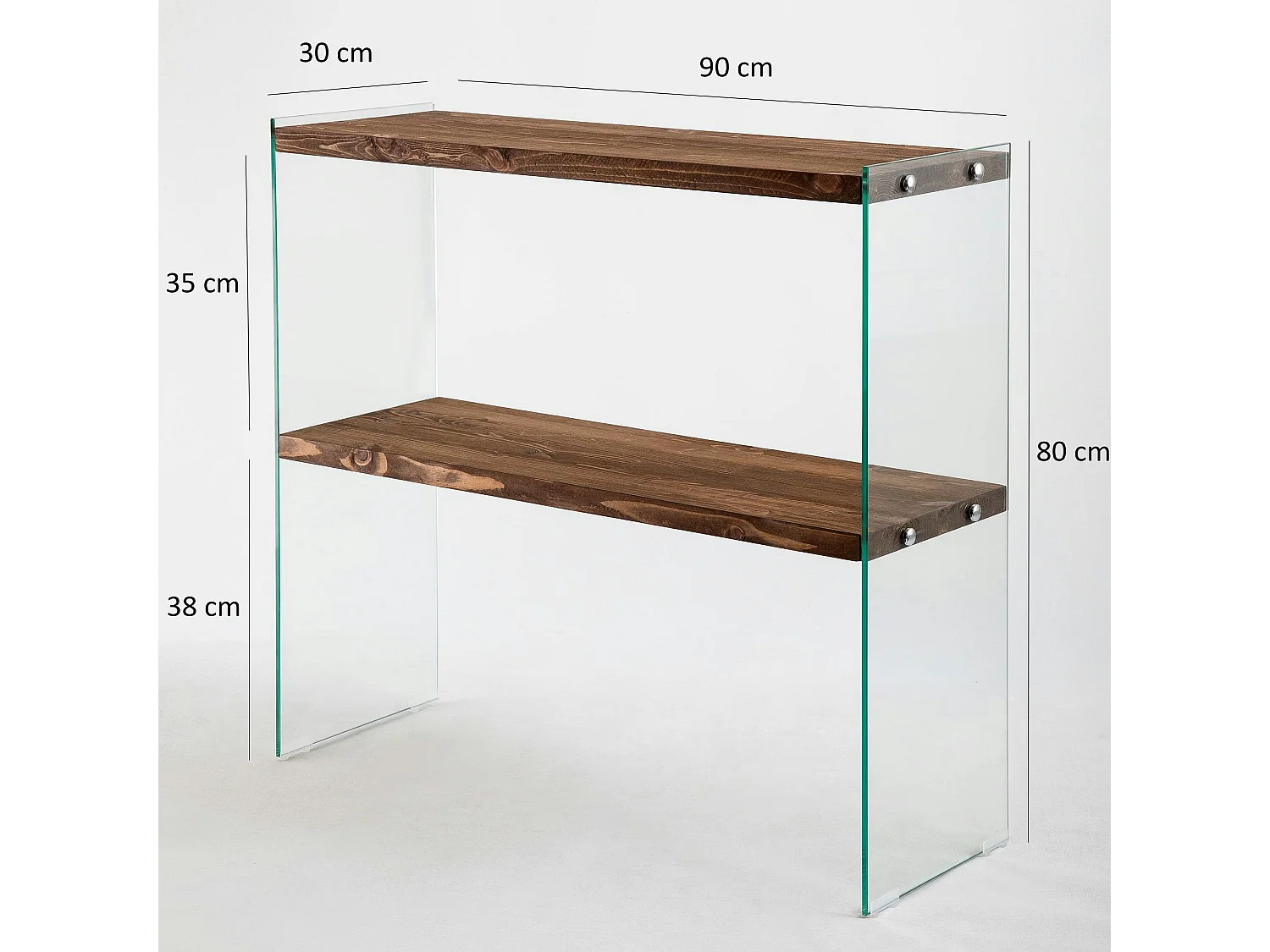 Console d'entrée minimaliste bois brun et verre LHASA