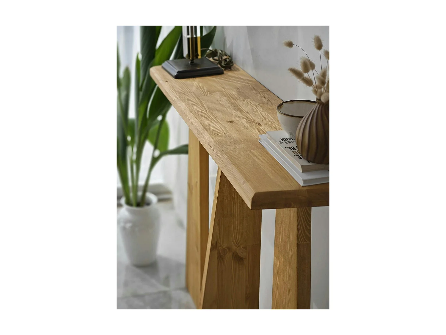 Console d'entrée en bois clair - 3 pieds SITIA