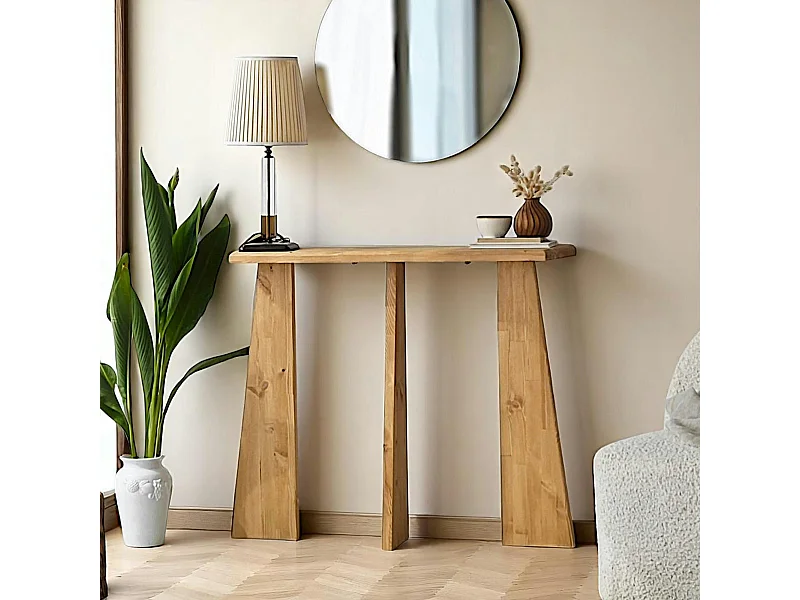 Console d'entrée en bois clair - 3 pieds SITIA