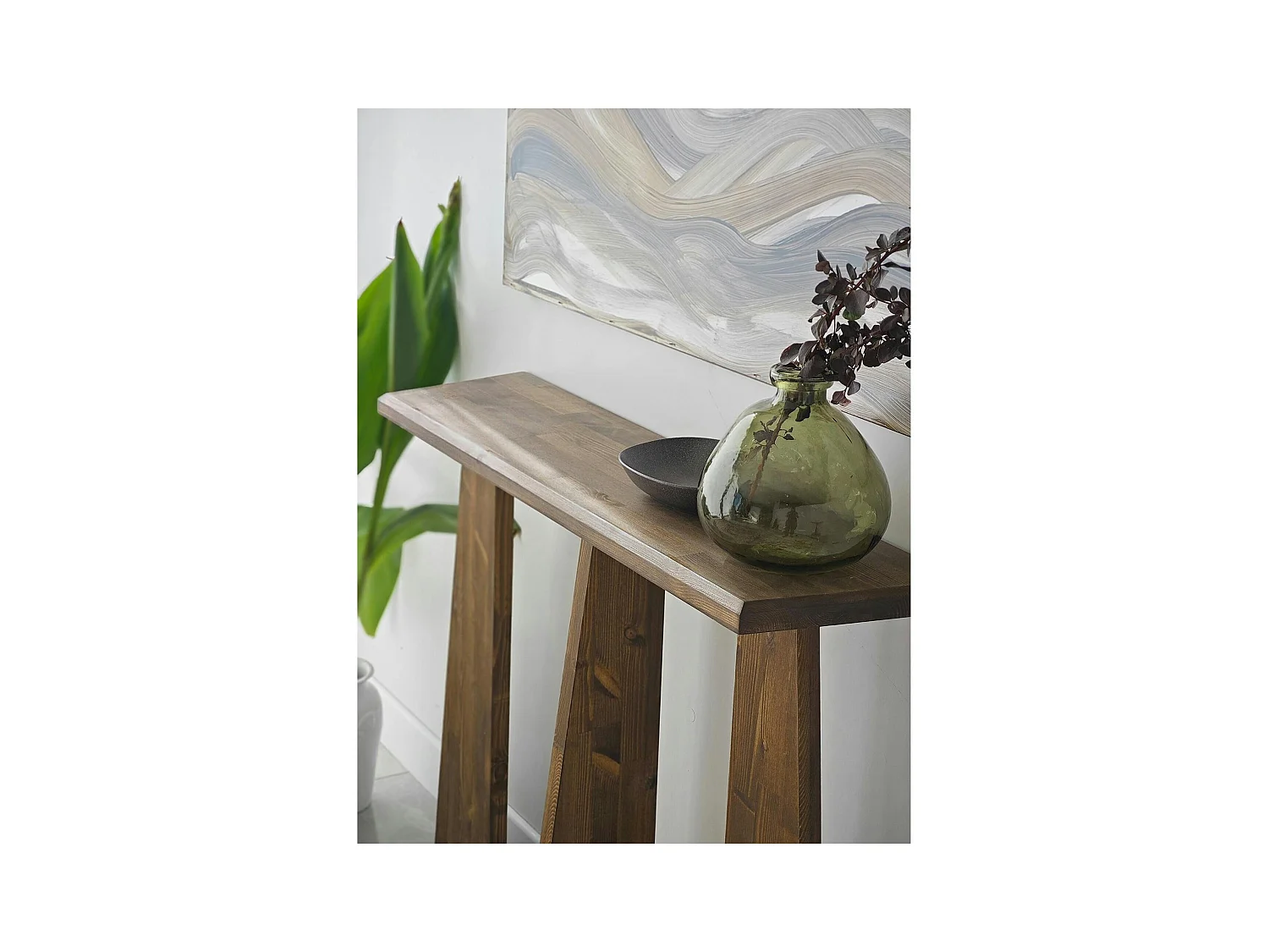 Console d'entrée en bois marron - 3 pieds SITIA