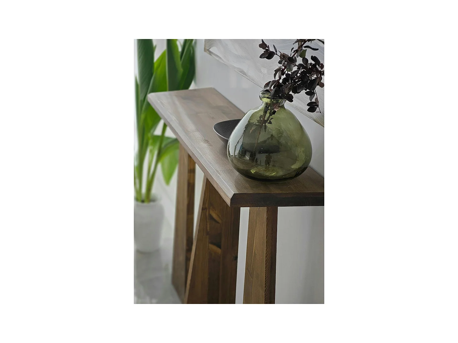 Console d'entrée en bois marron - 3 pieds SITIA