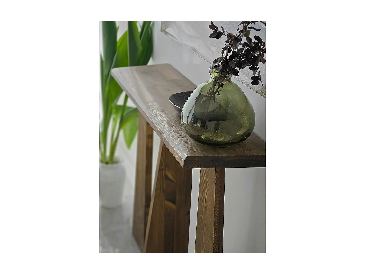 Console d'entrée en bois marron - 3 pieds SITIA
