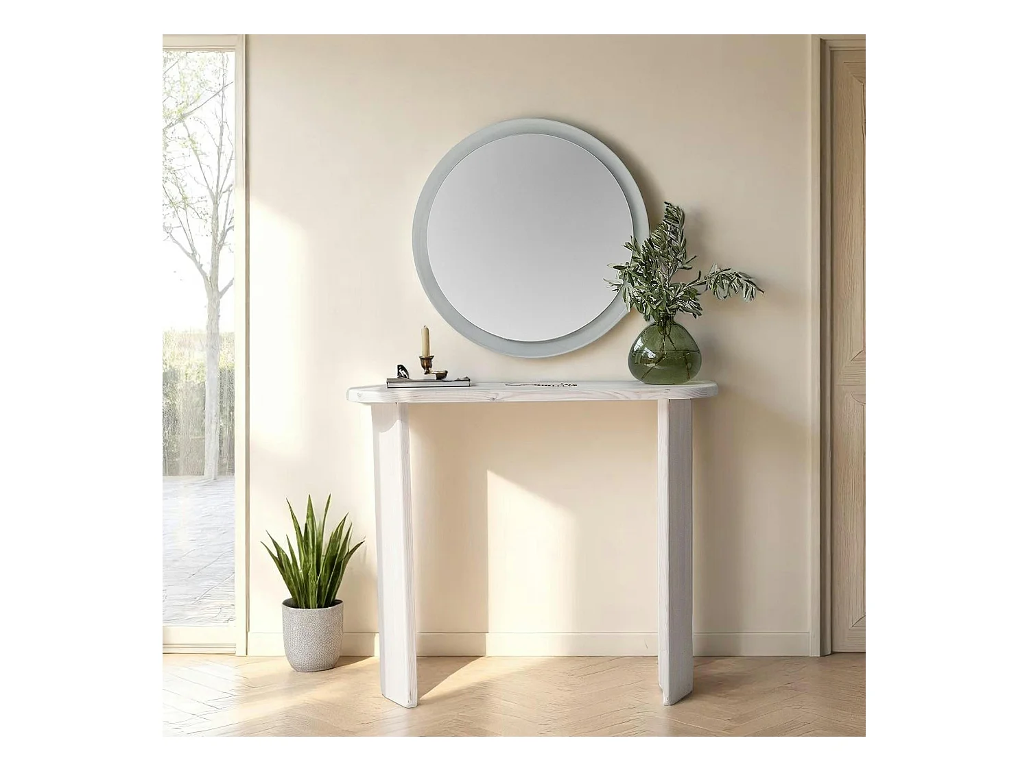 Console d'entrée moderne en bois blanc SITIA