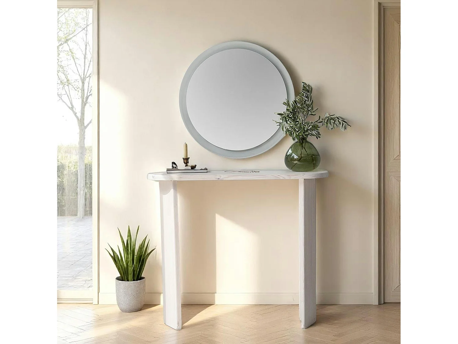 Console d'entrée moderne en bois blanc SITIA