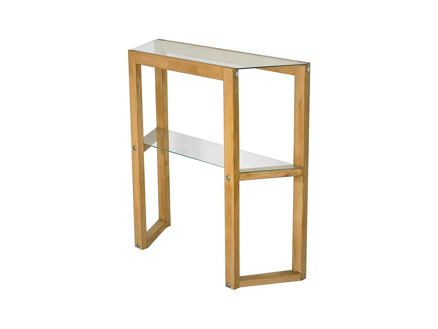 Console en verre et bois clair - 2 plateaux LHASA