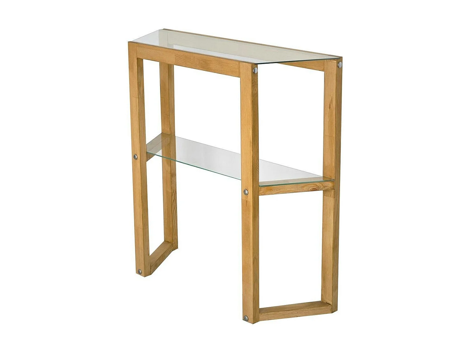 Console en verre et bois clair - 2 plateaux LHASA