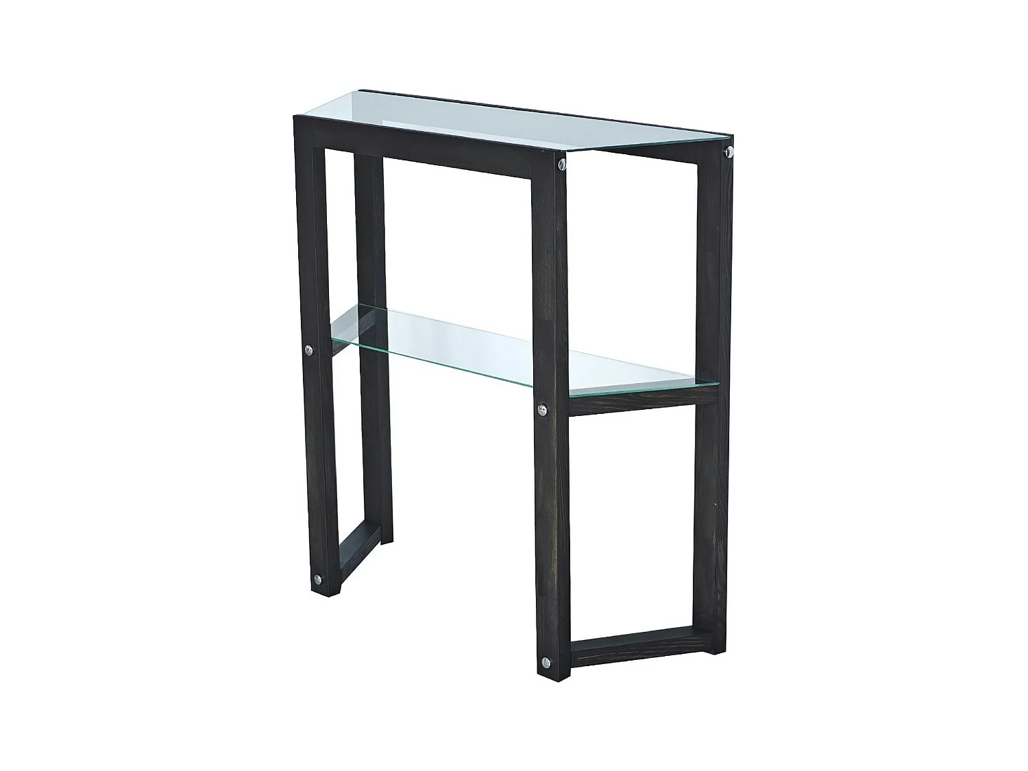 Console en verre et bois anthracite - 2 plateaux LHASA