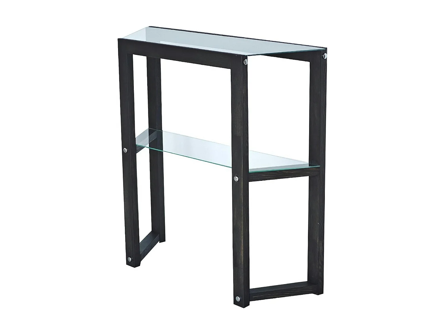 Console en verre et bois anthracite - 2 plateaux LHASA