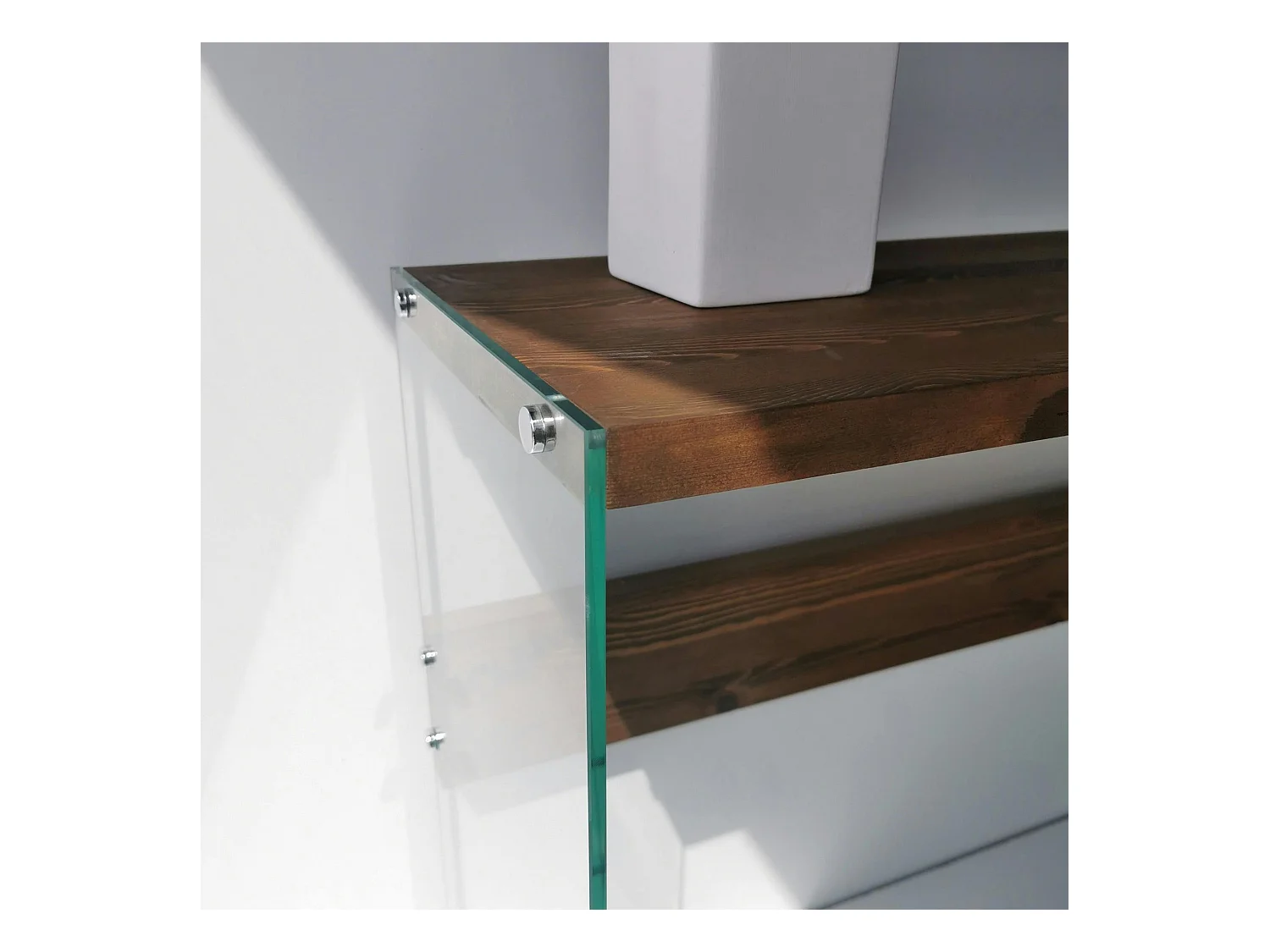 Console d'entrée minimaliste en verre et bois brun LHASA