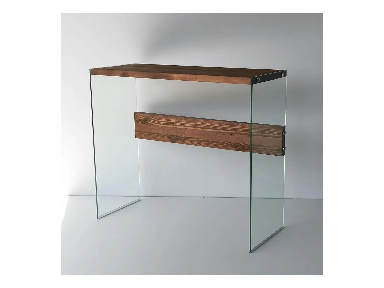 Console d'entrée minimaliste en verre et bois brun LHASA