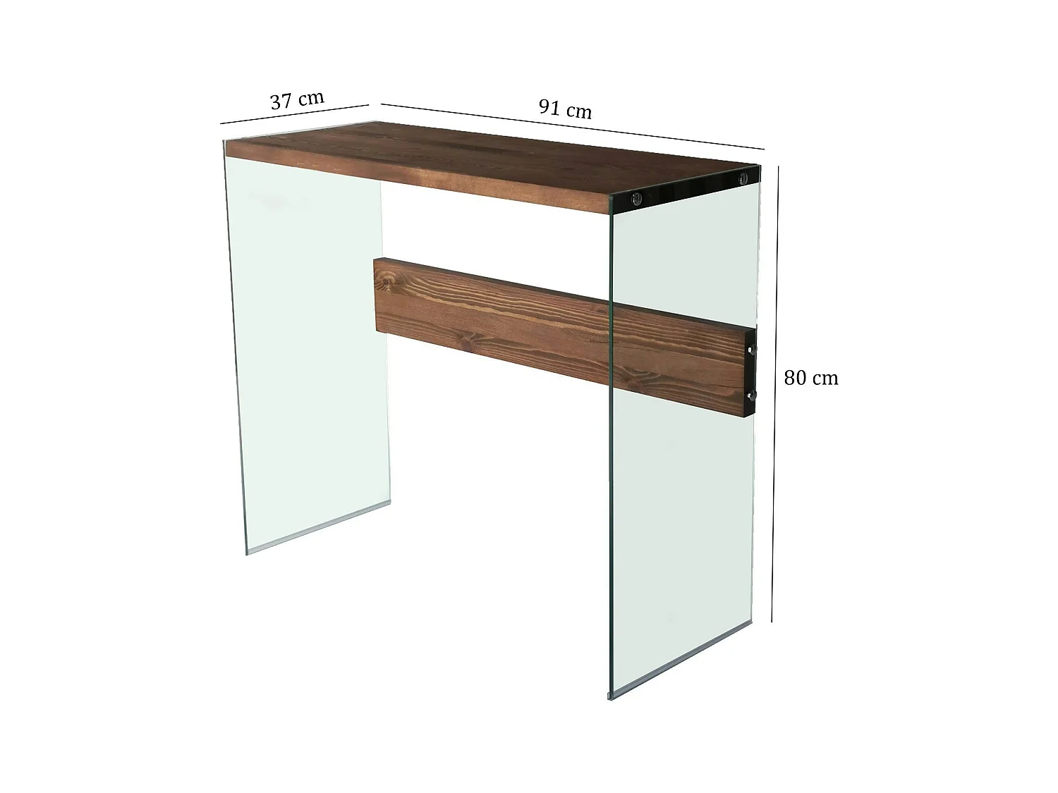 Console d'entrée minimaliste en verre et bois brun LHASA