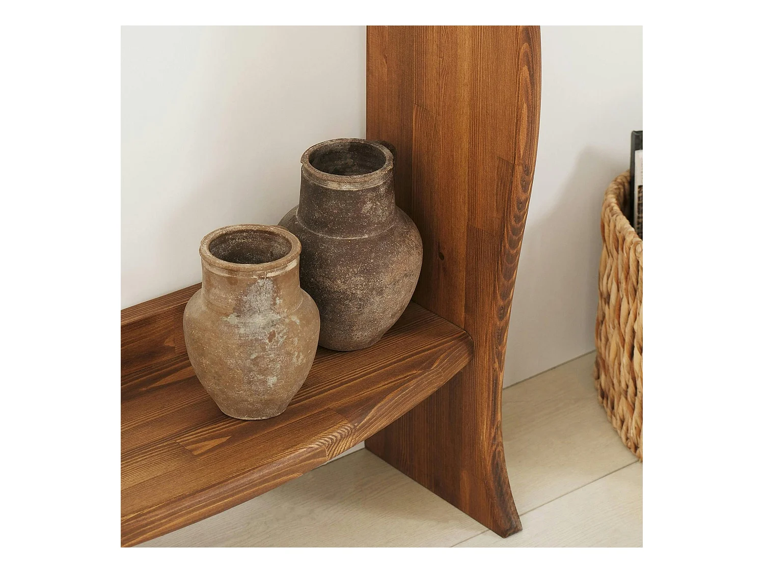 Console d'entrée vintage - bois brun, verre ANZIO