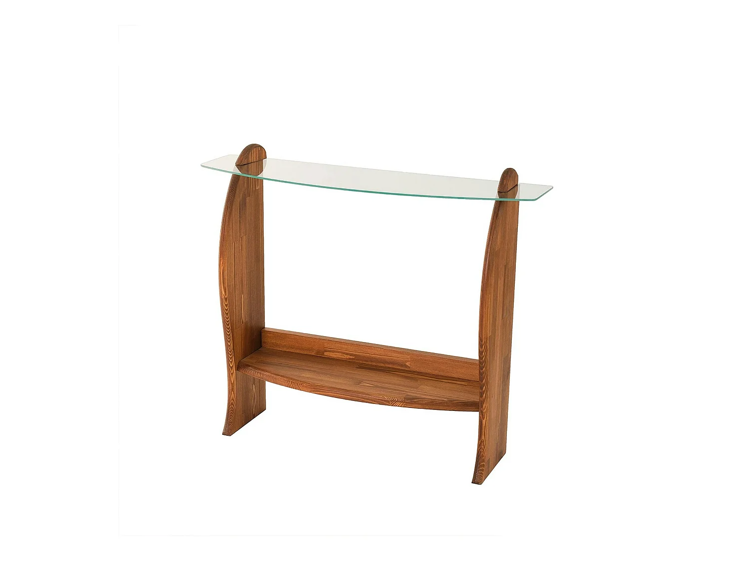 Console d'entrée vintage - bois brun, verre ANZIO