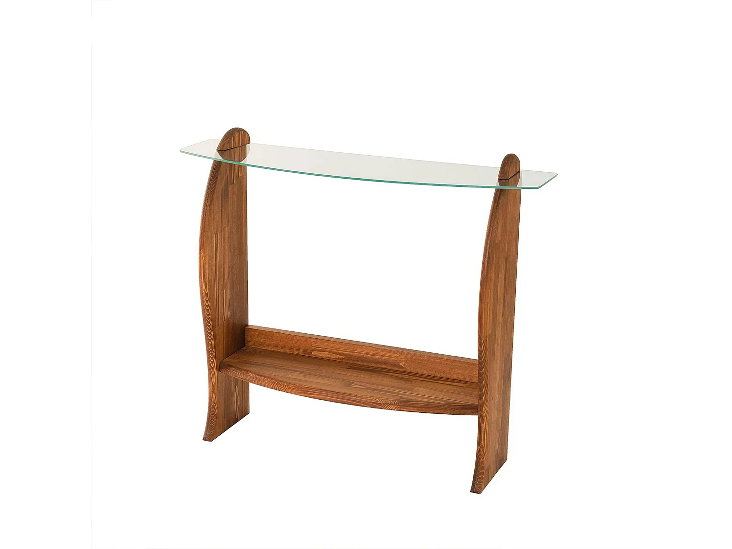 Console d'entrée vintage - bois brun, verre ANZIO