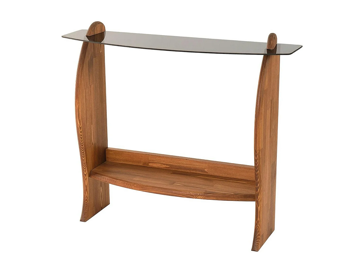 Console d'entrée vintage - bois brun, verre teinté ANZIO