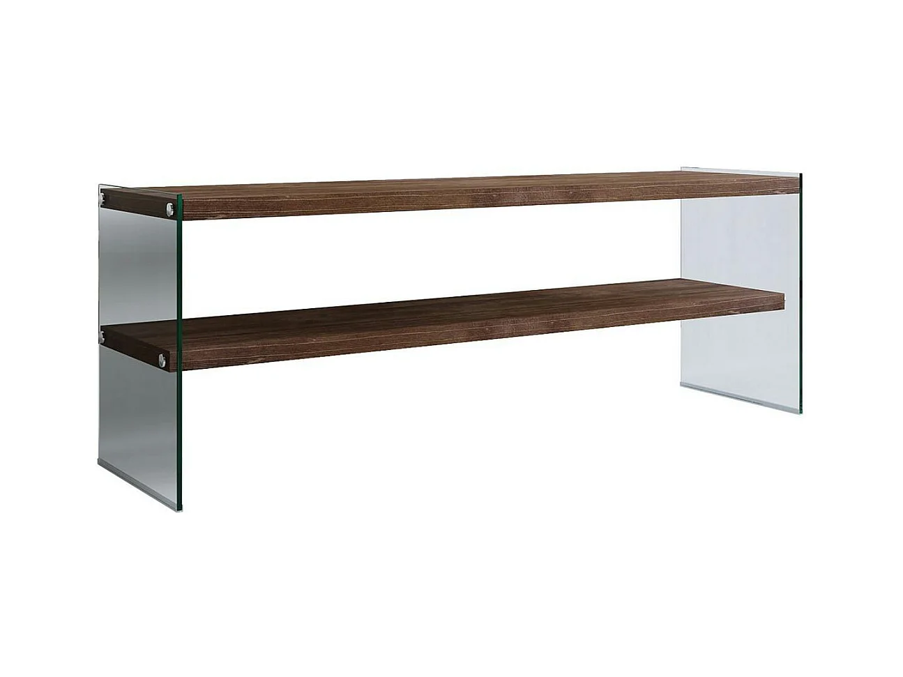 Meuble TV en bois marron et verre - 2 niveaux LHASA