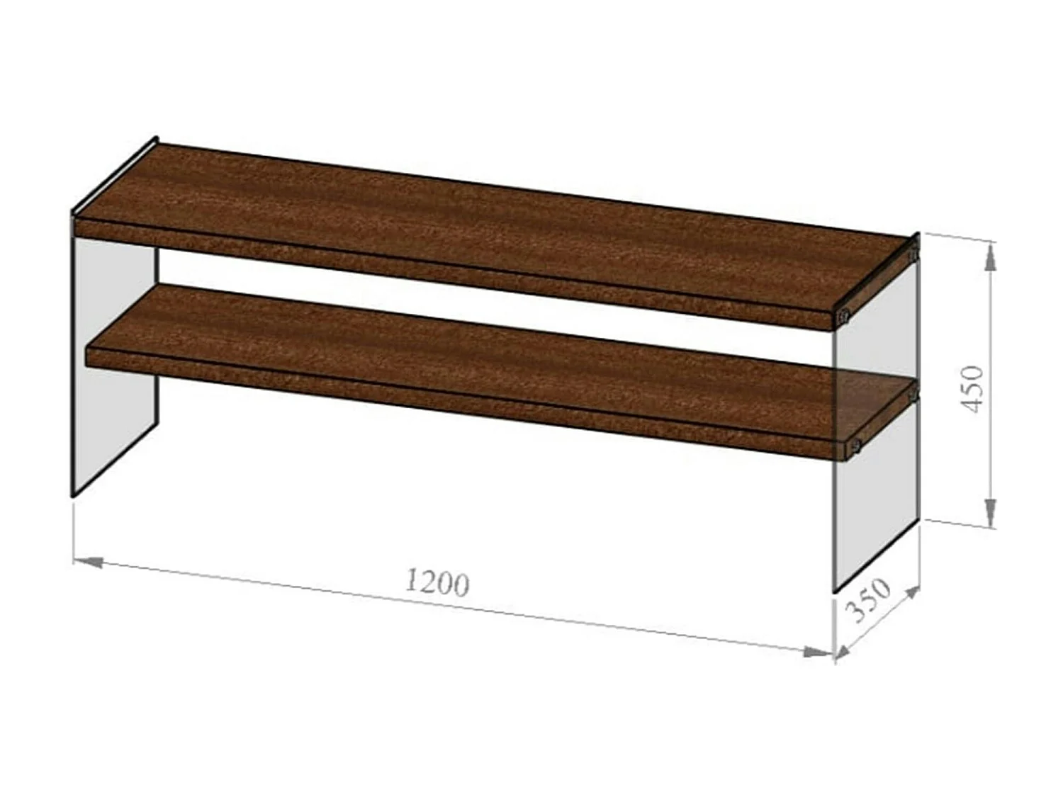 Meuble TV en bois marron et verre - 2 niveaux LHASA