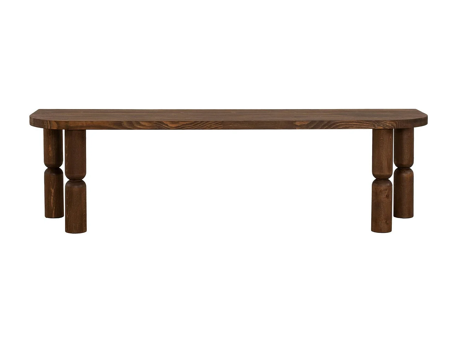 Banc TV en bois brun - pieds tournés, 140 cm BOMA