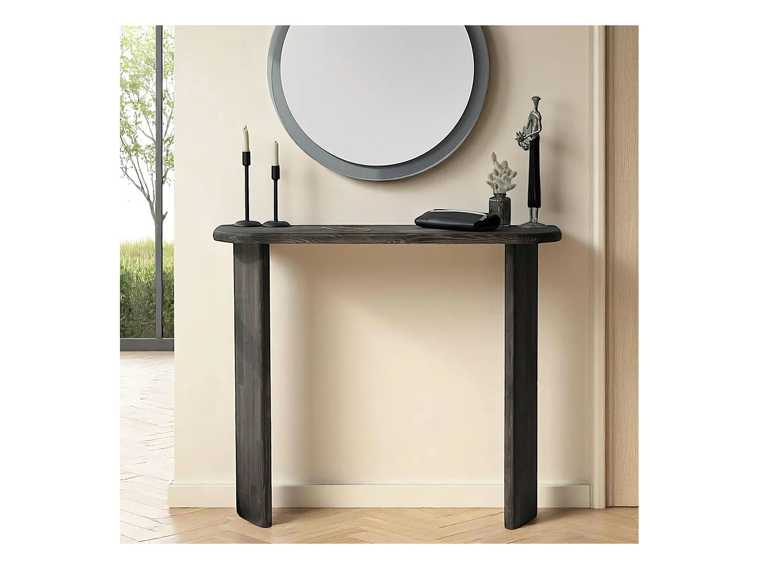 Console d'entrée moderne en bois grisé SITIA