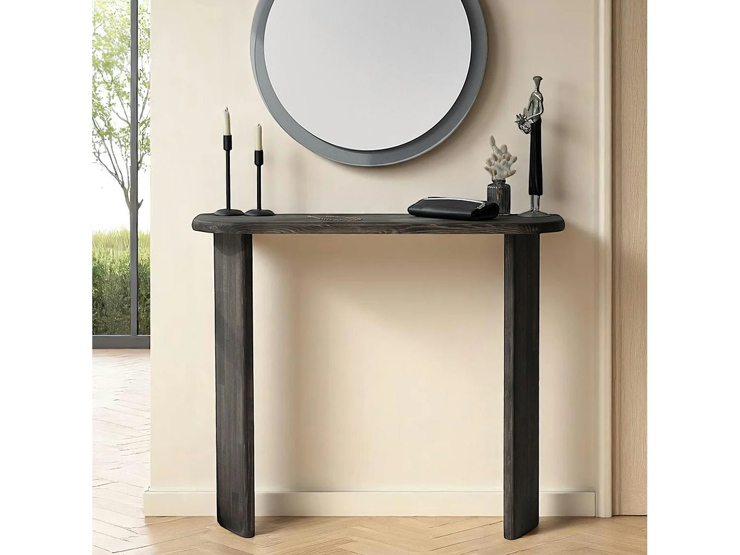 Console d'entrée moderne en bois grisé SITIA