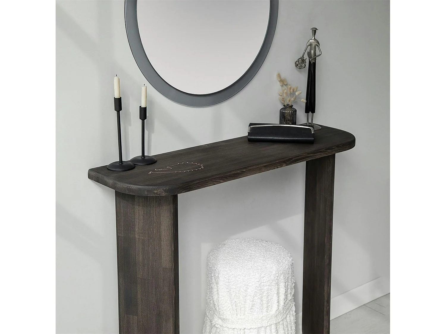 Console d'entrée moderne en bois grisé SITIA