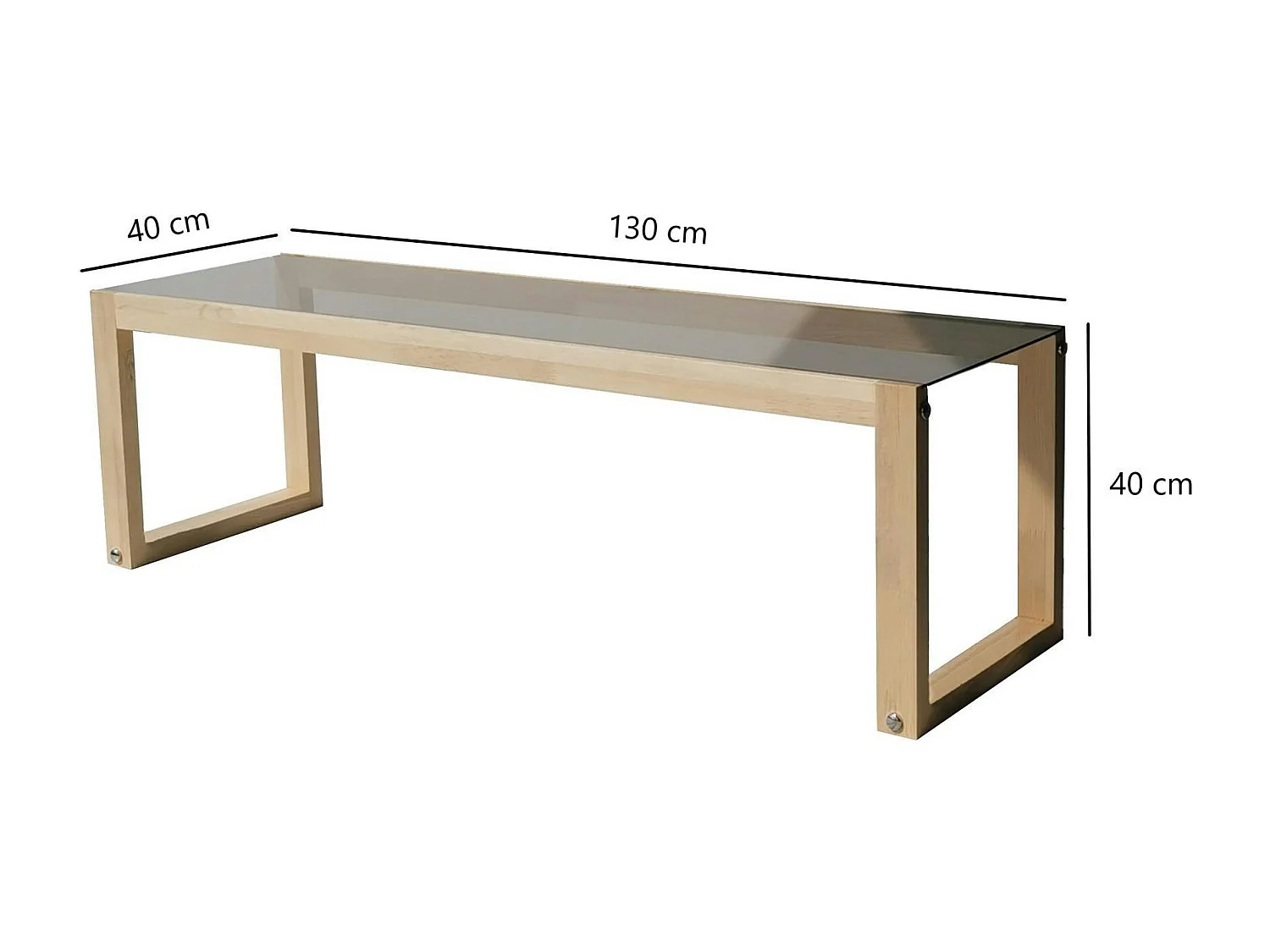 Meuble TV bois blond verre fumé - 130 cm, scandi LHASA