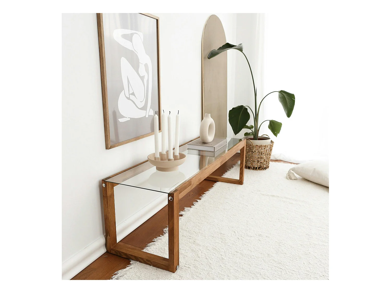 Meuble TV bois brun et verre - 130 cm, moderne LHASA